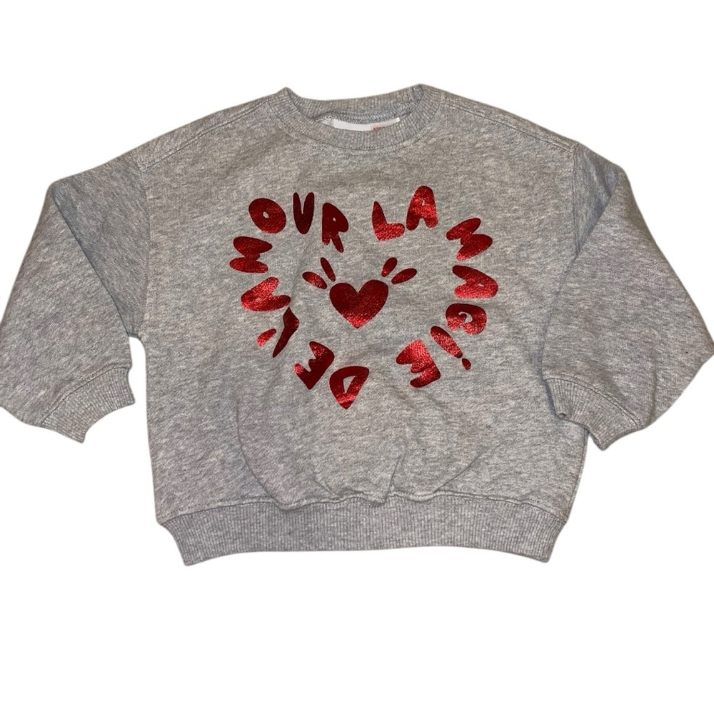 Zara Girls L’Amour Grey Sweatshirt - Size 18 Month
